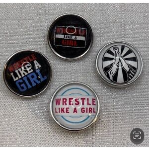 Wrestling Like a Girl Snap Button Charms - Set of 4 - 18mm/20mm